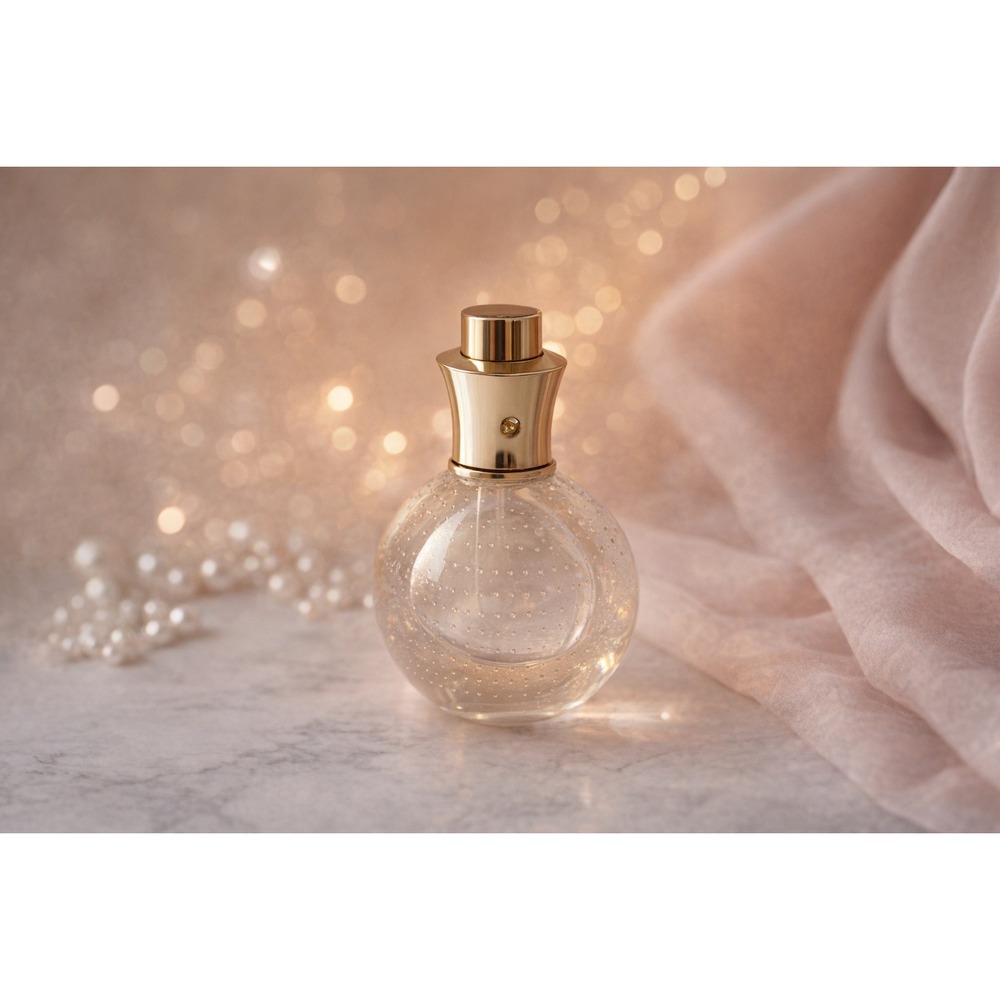 Vintage Controlled Bubble Glass Perfume Bottle Sprayer Round Clear